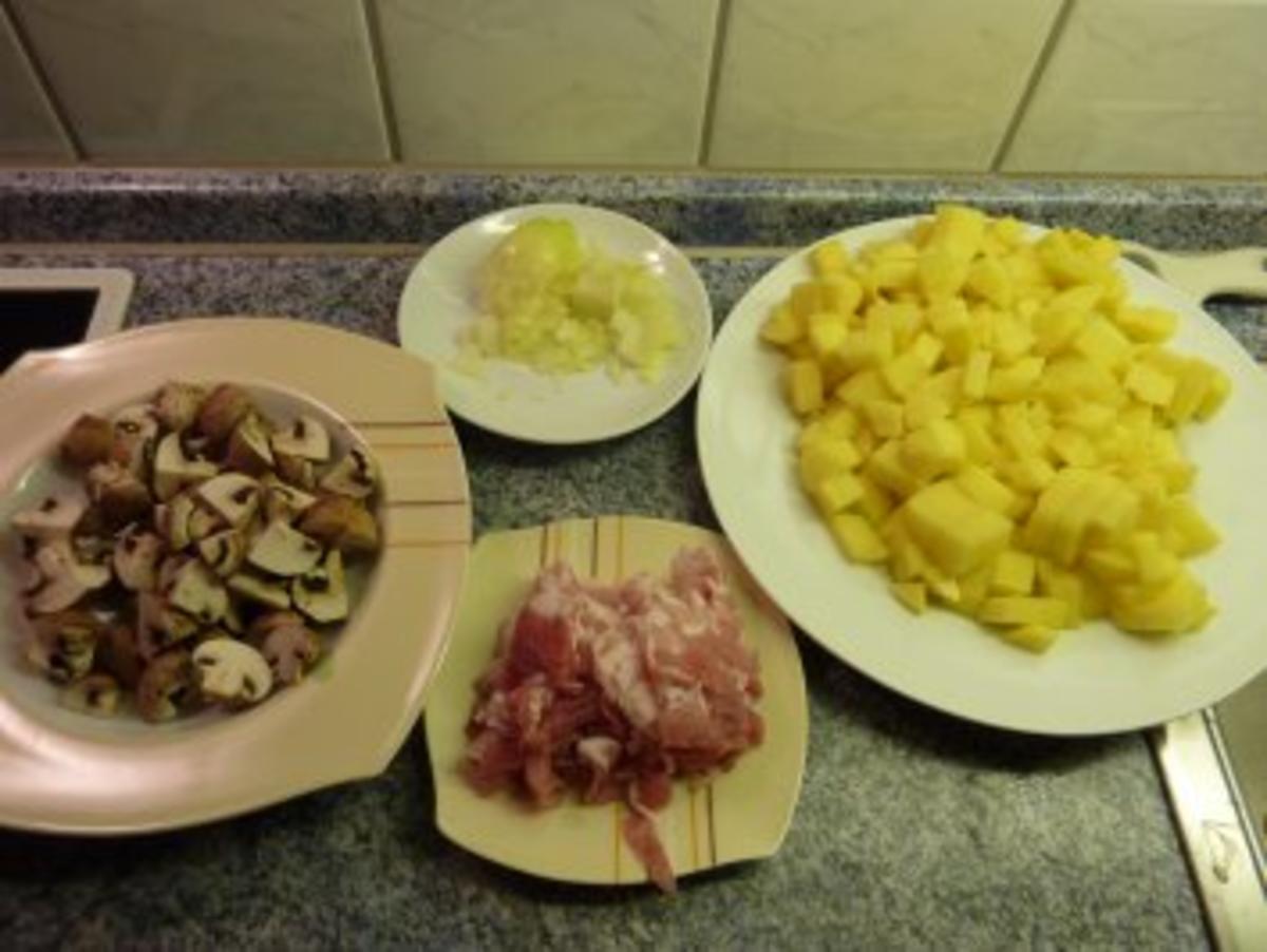 Kartoffel-Tortillia mit Speck und Champignons - Rezept - Bild Nr. 2