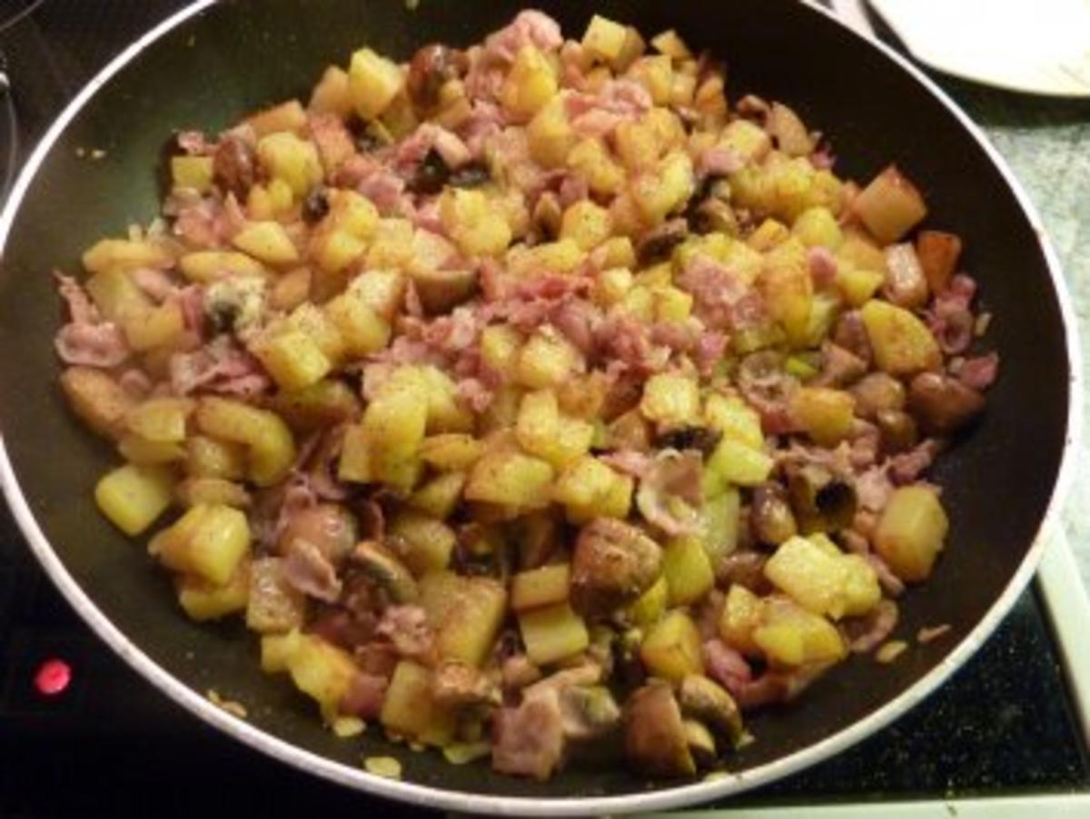Kartoffel-Tortillia mit Speck und Champignons - Rezept - Bild Nr. 7