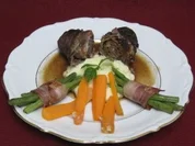 Gefüllte Roulade mit Kartoffel-Sellerie-Püree an zweierlei Gemüse - Rezept