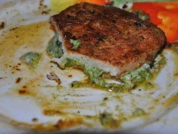 Rezept: Schweinesteak, gefüllt mit Pesto Schweinesteak, gefüllt mit Pesto - Rezept