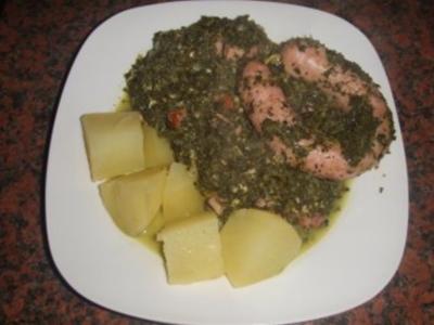 Rezept: Grünkohl mit Kohlwurst und Salzkartoffeln Grünkohl mit Kohlwurst und Salzkartoffeln - Rezept