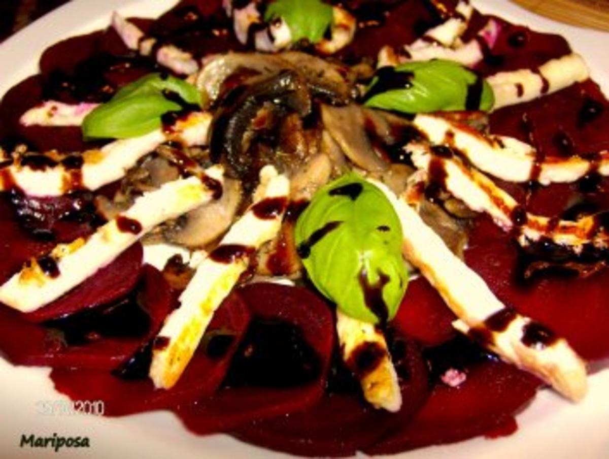 Rote Beete- Carpachio mit Champignons und Halloumikäse - Rezept - Bild Nr. 2