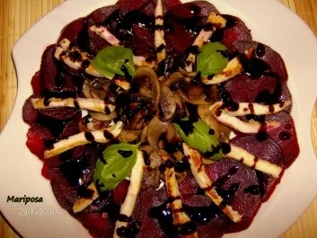 Rote Beete- Carpachio mit Champignons und Halloumikäse - Rezept - Bild Nr. 3