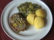 Lauch - Hackbraten mit Röstzwiebelkruste - Rezept