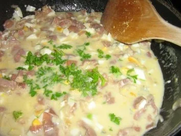 Rezept: Bavette mit einer leckeren Gorgonzola - Eier - Soße Bild Nr. 4 Bavette mit einer leckeren Gorgonzola - Eier - Soße - Rezept - Bild Nr. 4