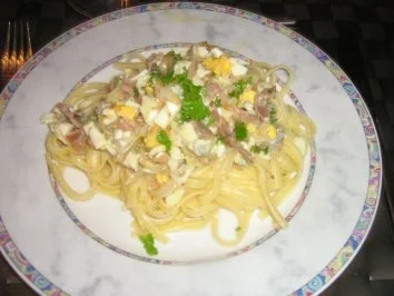 Rezept: Bavette mit einer leckeren Gorgonzola - Eier - Soße Bild Nr. 6 Bavette mit einer leckeren Gorgonzola - Eier - Soße - Rezept - Bild Nr. 6