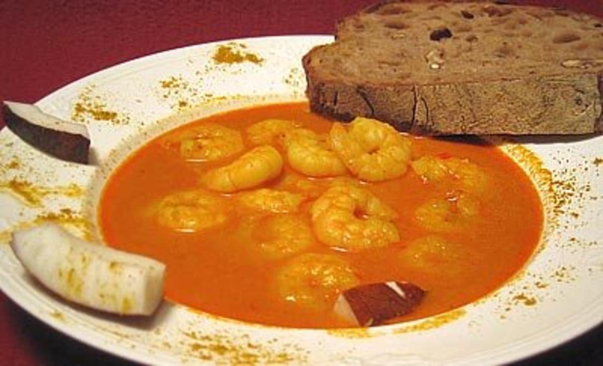 Garnelen in Kokos-Curry-Suppe - Rezept