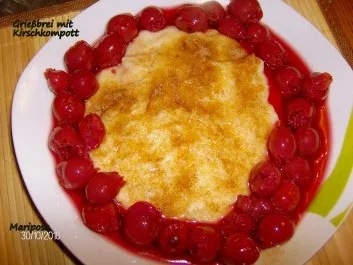 Grießbrei - einfach mit Kirschen - Rezept - Bild Nr. 2
