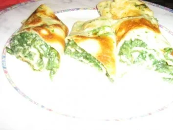 Kräuter - Pfannkuchenröllchen mit frischem Rahmspinat gefüllt - Rezept - Bild Nr. 9