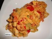 Nudeln an Tomaten-Kokossauce - Rezept