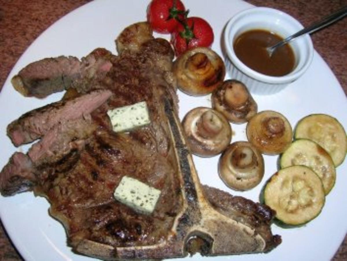 T-Bone Steak eingelegt in Cognac-BBQ-Sauce mit Gemüsebeilage - Rezept - Bild Nr. 3