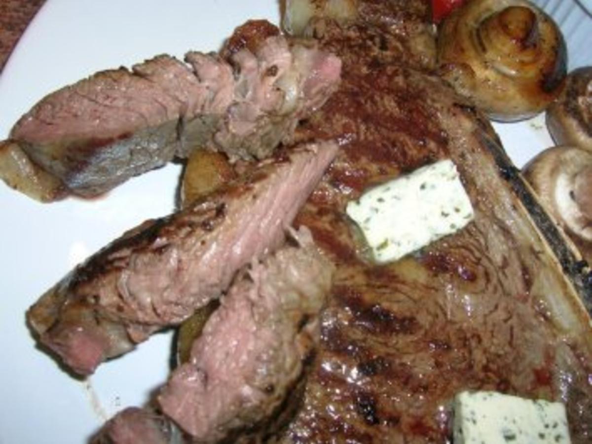 TBone Steak eingelegt in CognacBBQSauce mit Gemüsebeilage Rezept