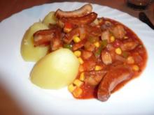 Fl/Schwein: Würstchen in Tomaten-Gemüsesoße - Rezept