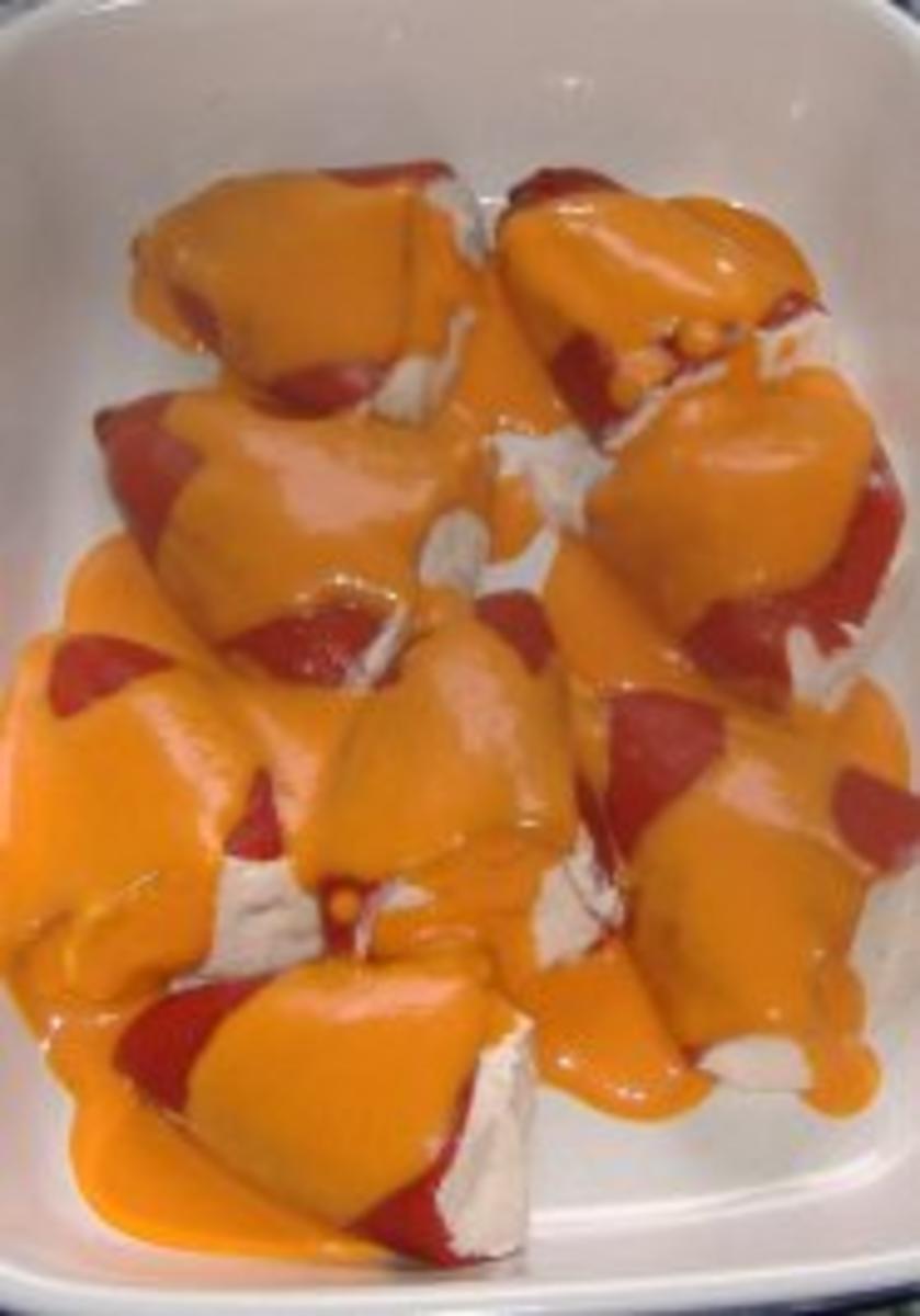 Spanische Paprikaschoten mit Thunfisch-Frischkäsefüllung und Paprikacreme - Rezept - Bild Nr. 4