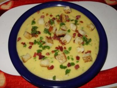 Kartoffel-Creme Suppe mit Speckcroutons - Rezept