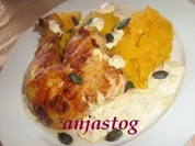 Kürbispüree mit " crispy"  Hähnchen - Rezept