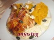 Kürbispüree mit " crispy"  Hähnchen - Rezept