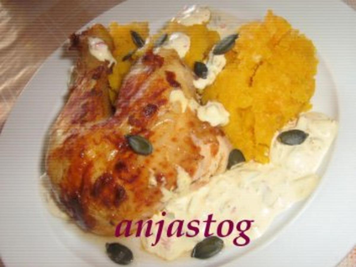 Kürbispüree mit crispy Hähnchen - einfach - von anjastog