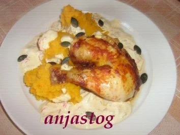 Rezept: Kürbispüree mit " crispy" Hähnchen Bild Nr. 10 Kürbispüree mit " crispy" Hähnchen - Rezept - Bild Nr. 10