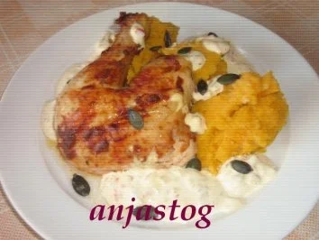 Rezept: Kürbispüree mit " crispy" Hähnchen Bild Nr. 2 Kürbispüree mit " crispy" Hähnchen - Rezept - Bild Nr. 2