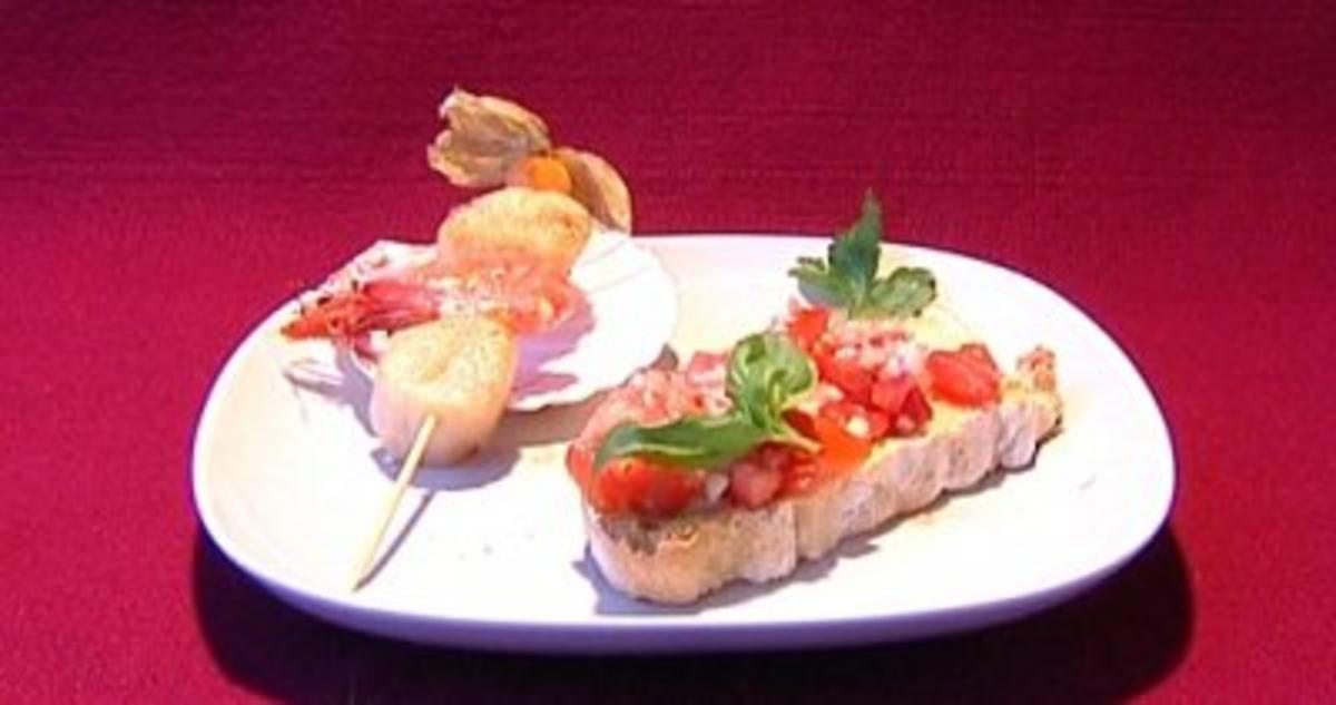 Bilder für Bruschetta mit Jakobsmuschel-Garnelen-Spieß (Dustin Semmelrogge) - Rezept