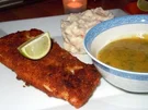 Paniertes Kabeljaufilet mit Honig-Senf-Dill-Dip - Rezept