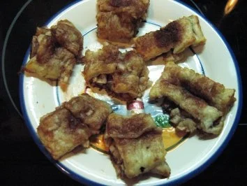 Rezept: Blätterteigteilchen mit Zucker-Zimt-Birme Blätterteigteilchen mit Zucker-Zimt-Birme - Rezept