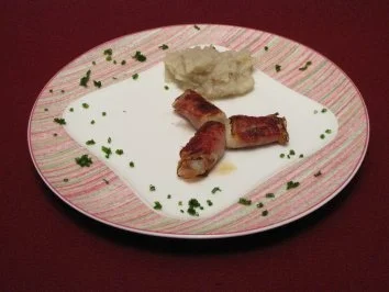 Jakobsmuscheln im Speckmantel auf Selleriepüree - Rezept