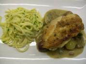 Coq au Riesling an Kräuterspätzle - Rezept