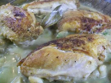 Rezept: Coq au Riesling an Kräuterspätzle Bild Nr. 2 Coq au Riesling an Kräuterspätzle - Rezept - Bild Nr. 2