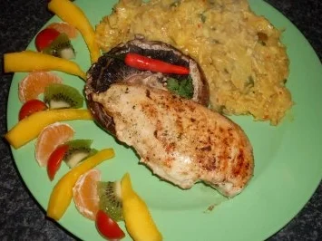 Rezept: Hühnerbrust auf Portobello.... Hühnerbrust auf Portobello.... - Rezept
