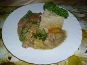 Fruchtiges Schweinefrikassee - Rezept