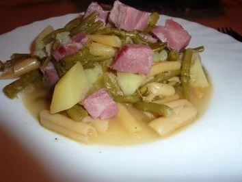 Rezept: Fl/Schwein: Kasseler-Bohnenpfanne Fl/Schwein: Kasseler-Bohnenpfanne - Rezept