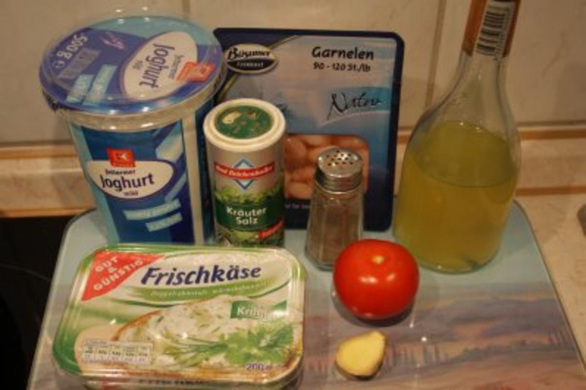 Garnelen an Frischkäse-Joghurt-Dip und Tomate - Rezept - Bild Nr. 2