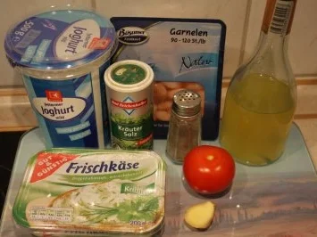 Garnelen an Frischkäse-Joghurt-Dip und Tomate - Rezept - Bild Nr. 2