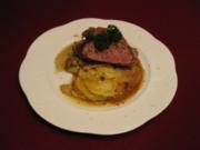 Kalbsfilet mit Kartoffelgratin und Gemüse - Rezept