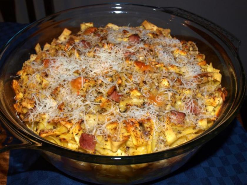 Nudelauflauf mit Schinken Tagliatelle al forno - einfach - von pasta ...
