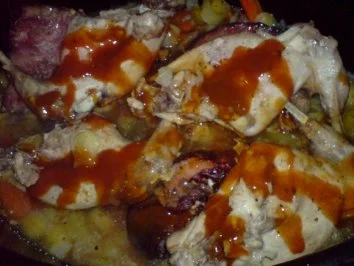 Rezept: Kaninchenkeulen und Kasslerkamm mit Rotkraut zu Klößen oder Salzkartoffeln Bild Nr. 15 Kaninchenkeulen und Kasslerkamm mit Rotkraut zu Klößen oder Salzkartoffeln - Rezept - Bild Nr. 15