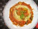 Spaghetti mit Tomaten - Gorgonzola -Soße mit Gemüseeinlage - Rezept