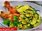 Reis: Zucchini-Risotto mit Hähnchenkeulen - Rezept