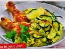Reis: Zucchini-Risotto mit Hähnchenkeulen - Rezept