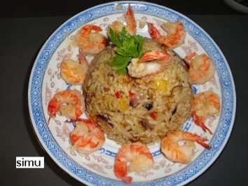 Rezept: Gebratener Reis mit Garnelen Bild Nr. 4 Gebratener Reis mit Garnelen - Rezept - Bild Nr. 4