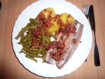 Fisch: Matjes mit Bohnen und Speckstippe - Rezept - Bild Nr. 3