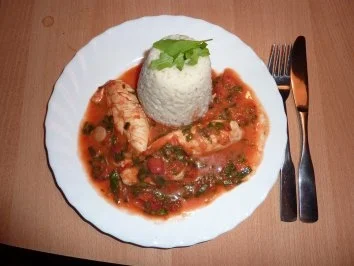 Rezept: Fl/Huhn: Hähnchen in Tomate- Ruccola Fl/Huhn: Hähnchen in Tomate- Ruccola - Rezept