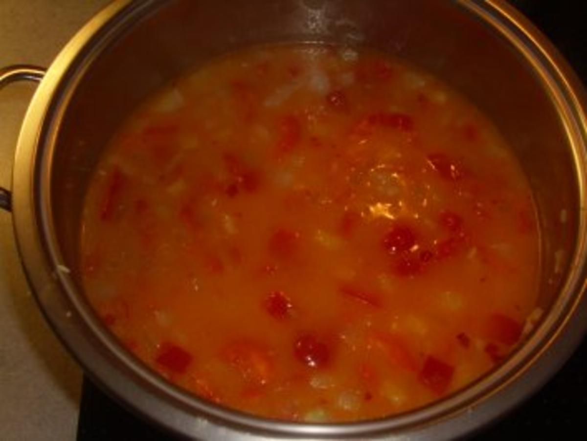 Fleischgerichte: Schaschlik- mit Paprika-Zwiebel-Reis und scharfer Tomatensosse - Rezept - Bild Nr. 5