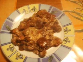 Waldpilze mit Rührei und Schinken - Rezept