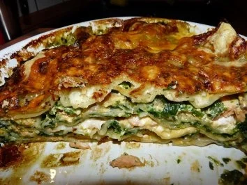 Lasagne mit Lachs und Krabben - Rezept