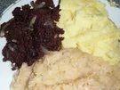 Blutwurst mit Sauerkraut und Kartoffelbrei - Rezept