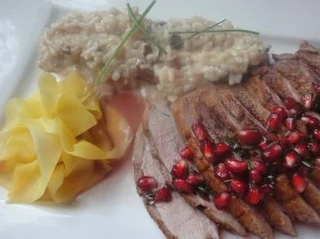 Entenbrust an Granatapfelvinaigrette - Rezept