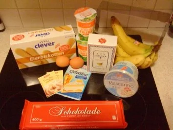 Rezept: Bananentiramisu mit Mascarponecreme auf Schokoladenspiegel Bild Nr. 2 Bananentiramisu mit Mascarponecreme auf Schokoladenspiegel - Rezept - Bild Nr. 2